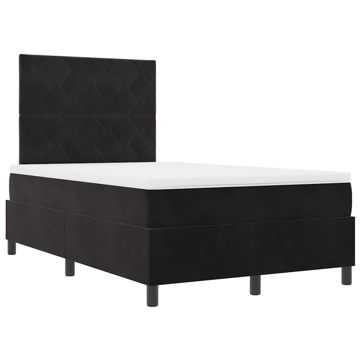 LED Box Spring Bed med hovedgærde Sort 120 x 190 cm Fløjl