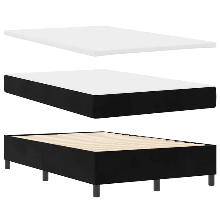 LED Box Spring Bed med hovedgærde Sort 120 x 190 cm Fløjl