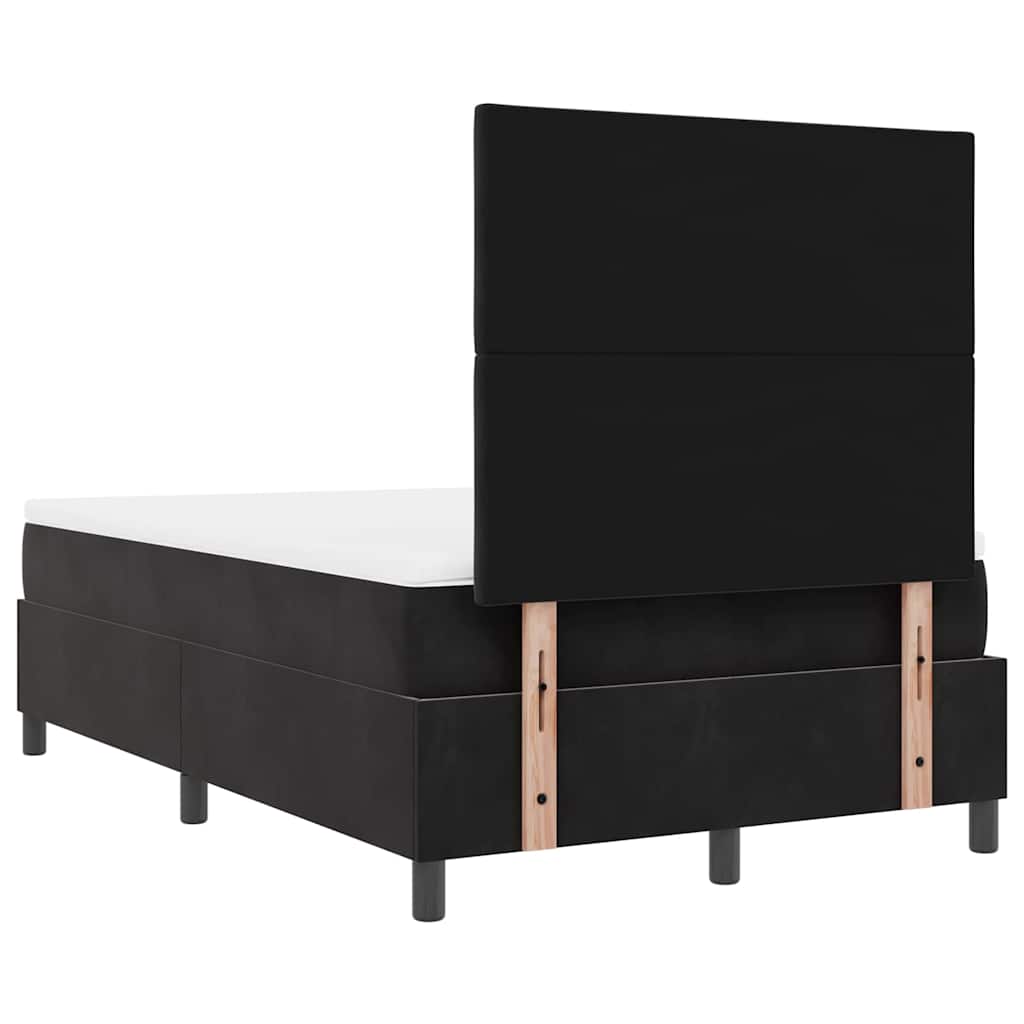 LED Box Spring Bed med hovedgærde Sort 120 x 190 cm Fløjl