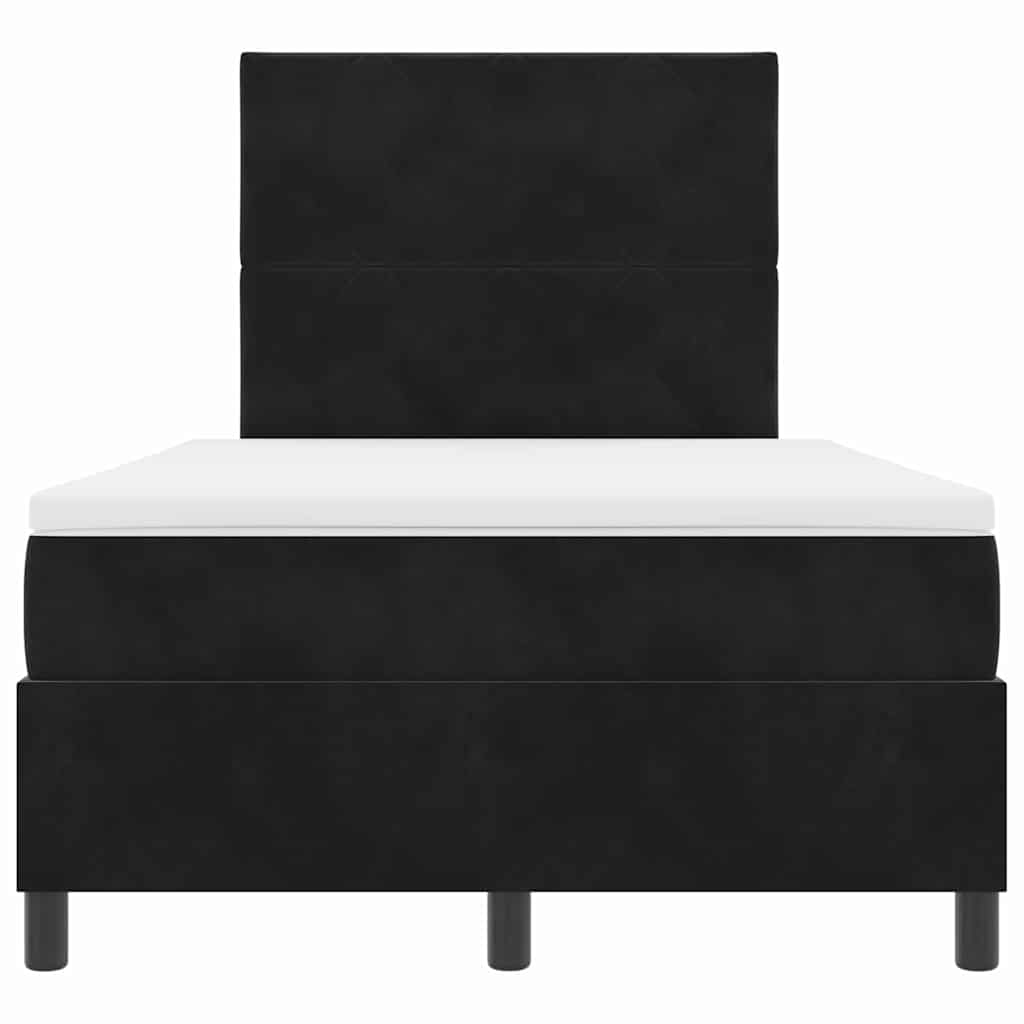 LED Box Spring Bed med hovedgærde Sort 120 x 190 cm Fløjl