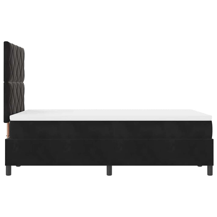 LED Box Spring Bed med hovedgærde Sort 120 x 190 cm Fløjl