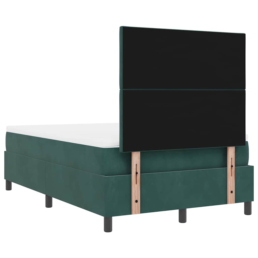 LED Box Spring Bed med madras Mørkegrøn 120 x 190 cm Fløjl