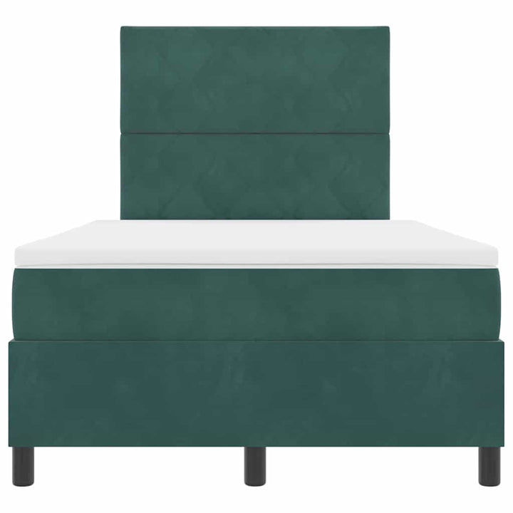 LED Box Spring Bed med madras Mørkegrøn 120 x 190 cm Fløjl