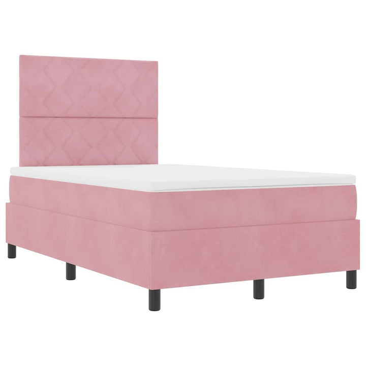 LED Box Spring Bed med hovedgærde Lyserød 120 x 190 cm Fløjl