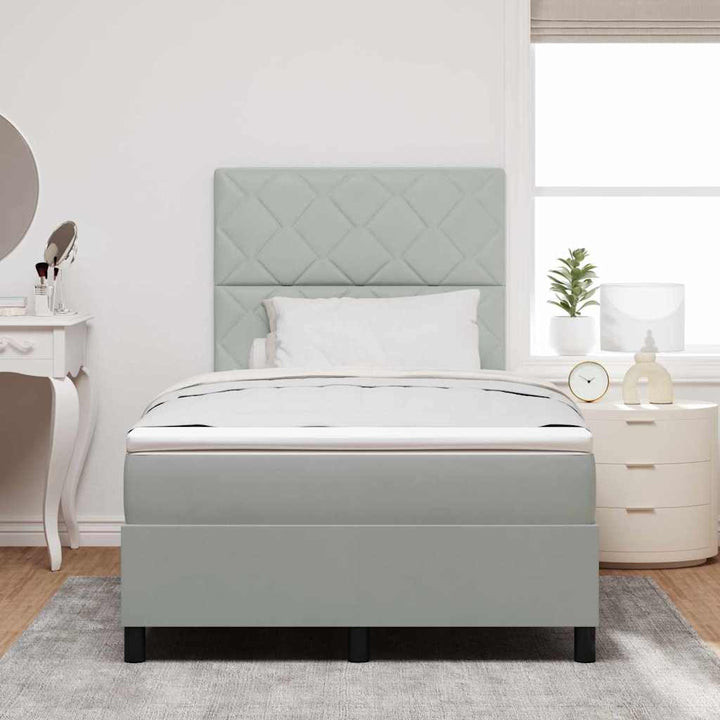 LED Box Spring Bed med hovedgærde Lysegrå 120 x 200 cm Fløjl