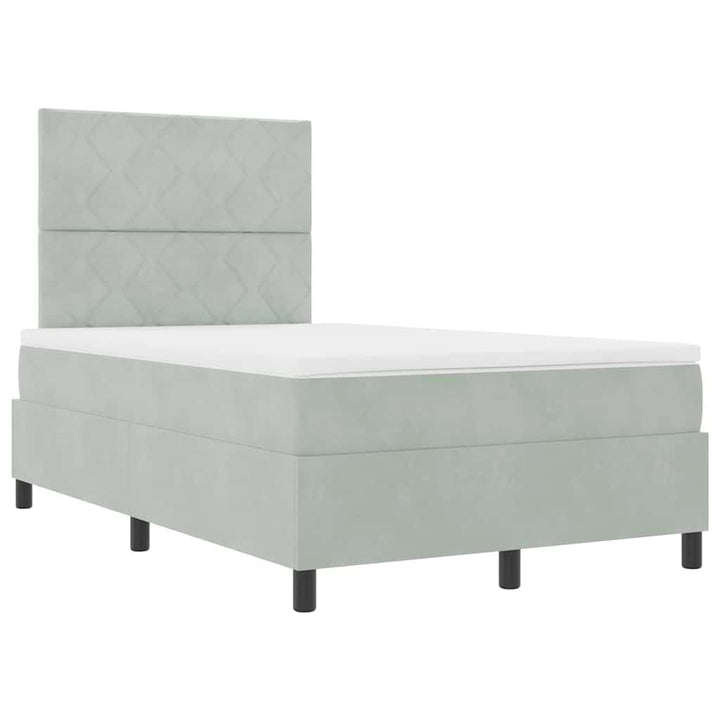 LED Box Spring Bed med hovedgærde Lysegrå 120 x 200 cm Fløjl