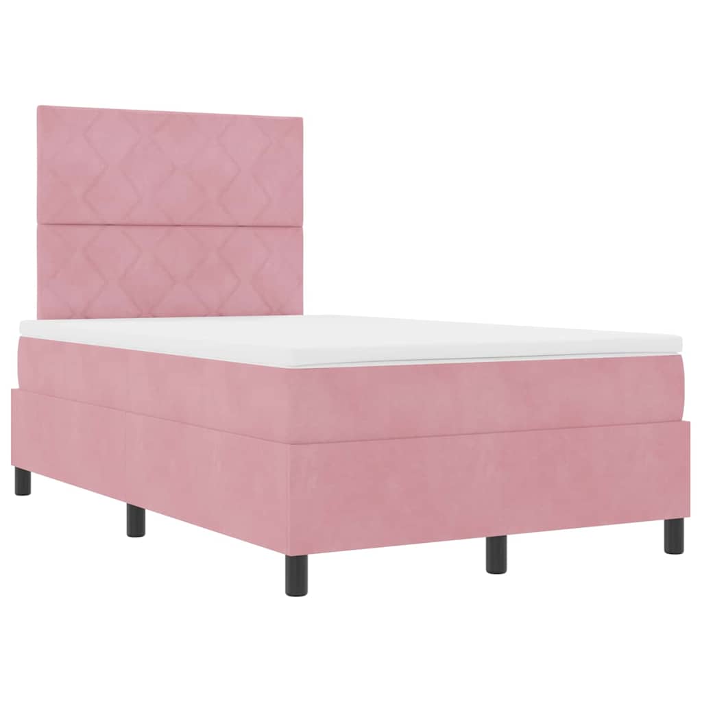 LED Box Spring Bed med hovedgærde Lyserød 120 x 200 cm Fløjl