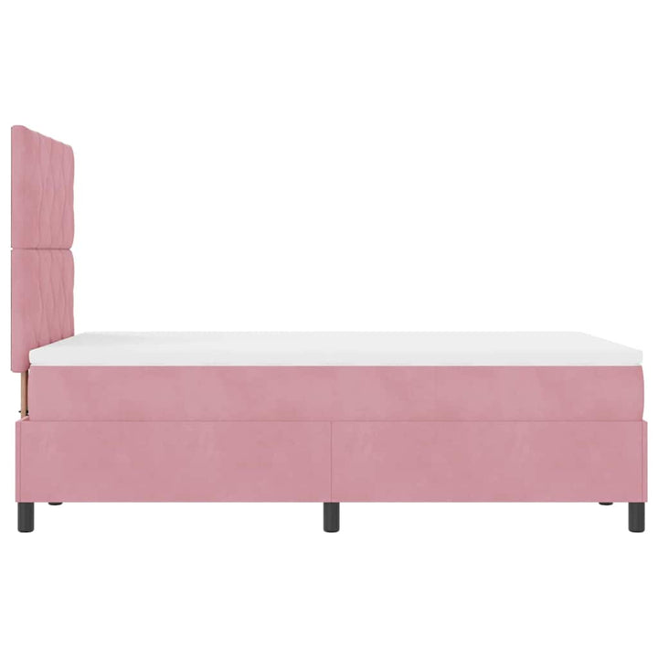 LED Box Spring Bed med hovedgærde Lyserød 120 x 200 cm Fløjl