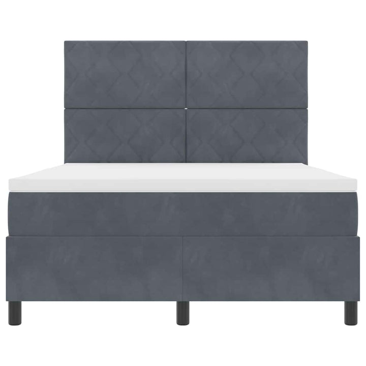 LED Box Spring Bed med hovedgærde Mørkegrå 140 x 200 cm Fløjl