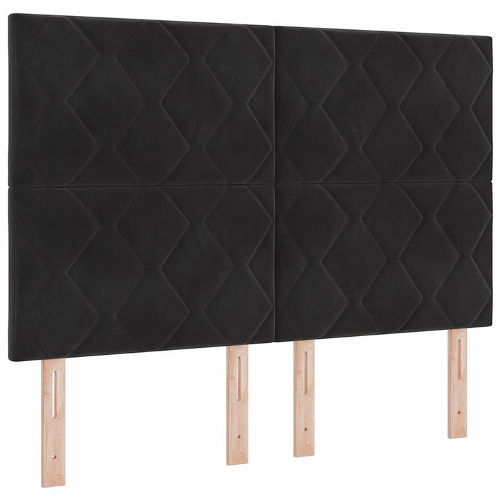 LED Box Spring Bed med hovedgærde Sort 140 x 200 cm Fløjl