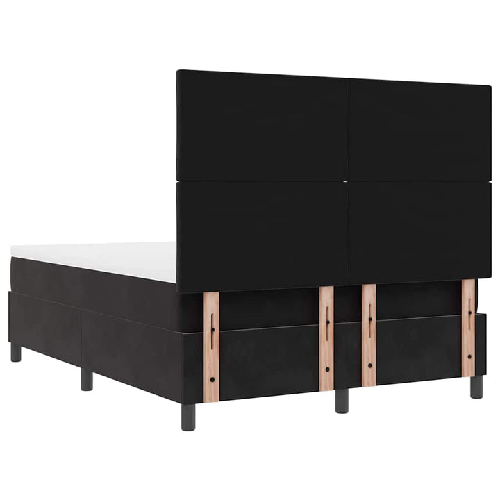 LED Box Spring Bed med hovedgærde Sort 140 x 200 cm Fløjl