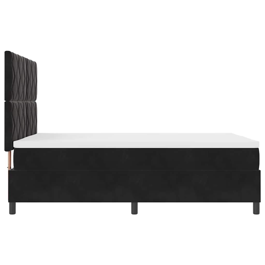 LED Box Spring Bed med hovedgærde Sort 140 x 200 cm Fløjl
