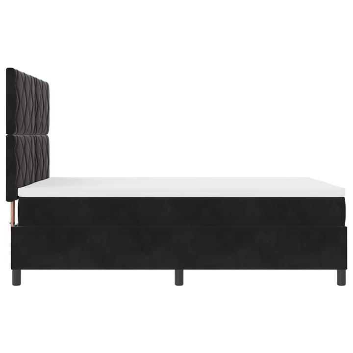LED Box Spring Bed med hovedgærde Sort 140 x 200 cm Fløjl