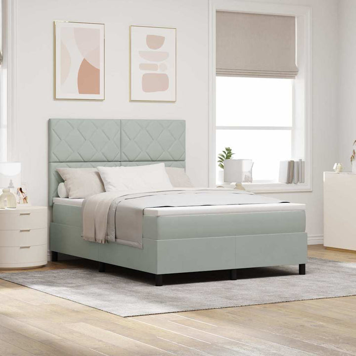 LED Box Spring Bed med hovedgærde Lysegrå 160 x 200 cm Fløjl