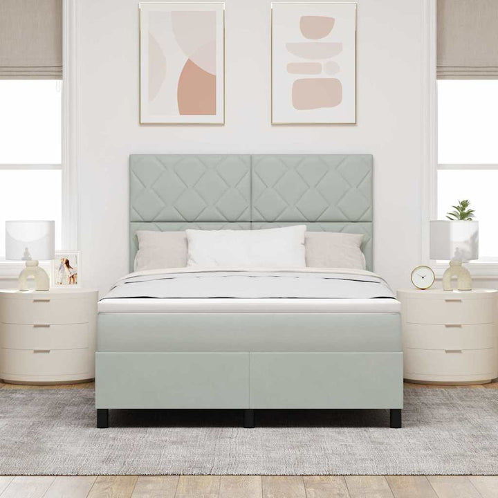 LED Box Spring Bed med hovedgærde Lysegrå 160 x 200 cm Fløjl