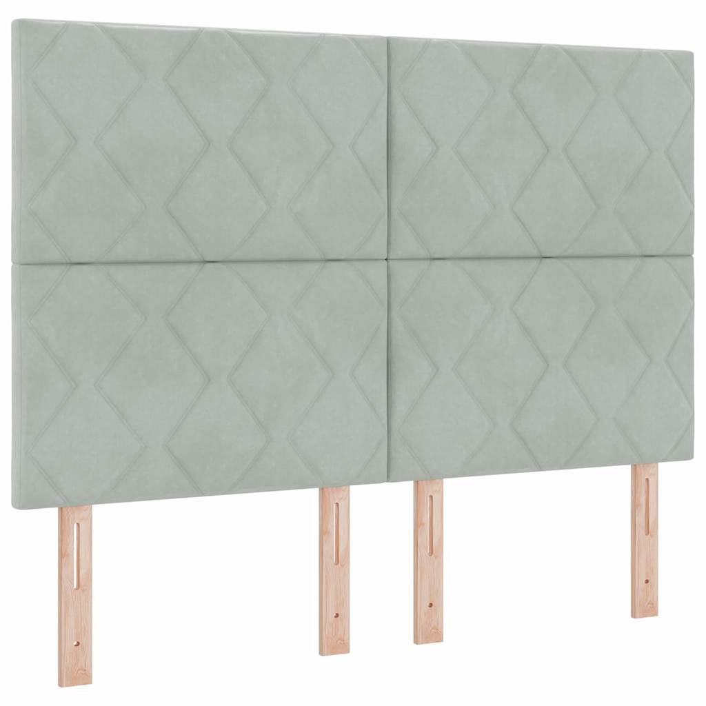 LED Box Spring Bed med hovedgærde Lysegrå 160 x 200 cm Fløjl