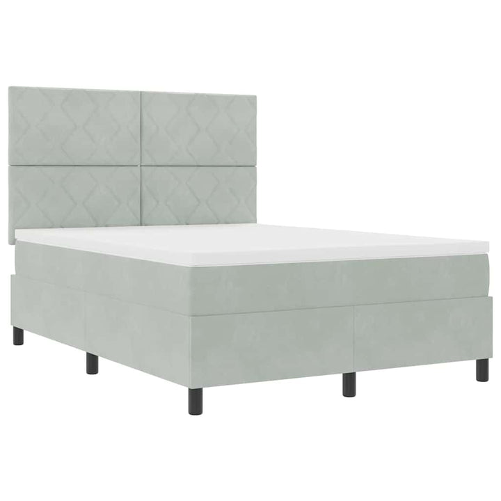 LED Box Spring Bed med hovedgærde Lysegrå 160 x 200 cm Fløjl