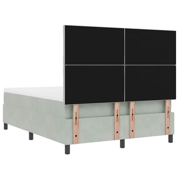 LED Box Spring Bed med hovedgærde Lysegrå 160 x 200 cm Fløjl