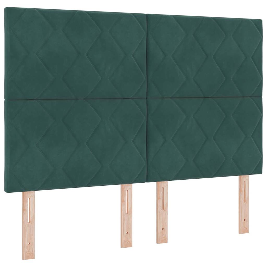 LED Box Spring Bed med hovedgærde Mørkegrøn 160 x 200 cm Fløjl