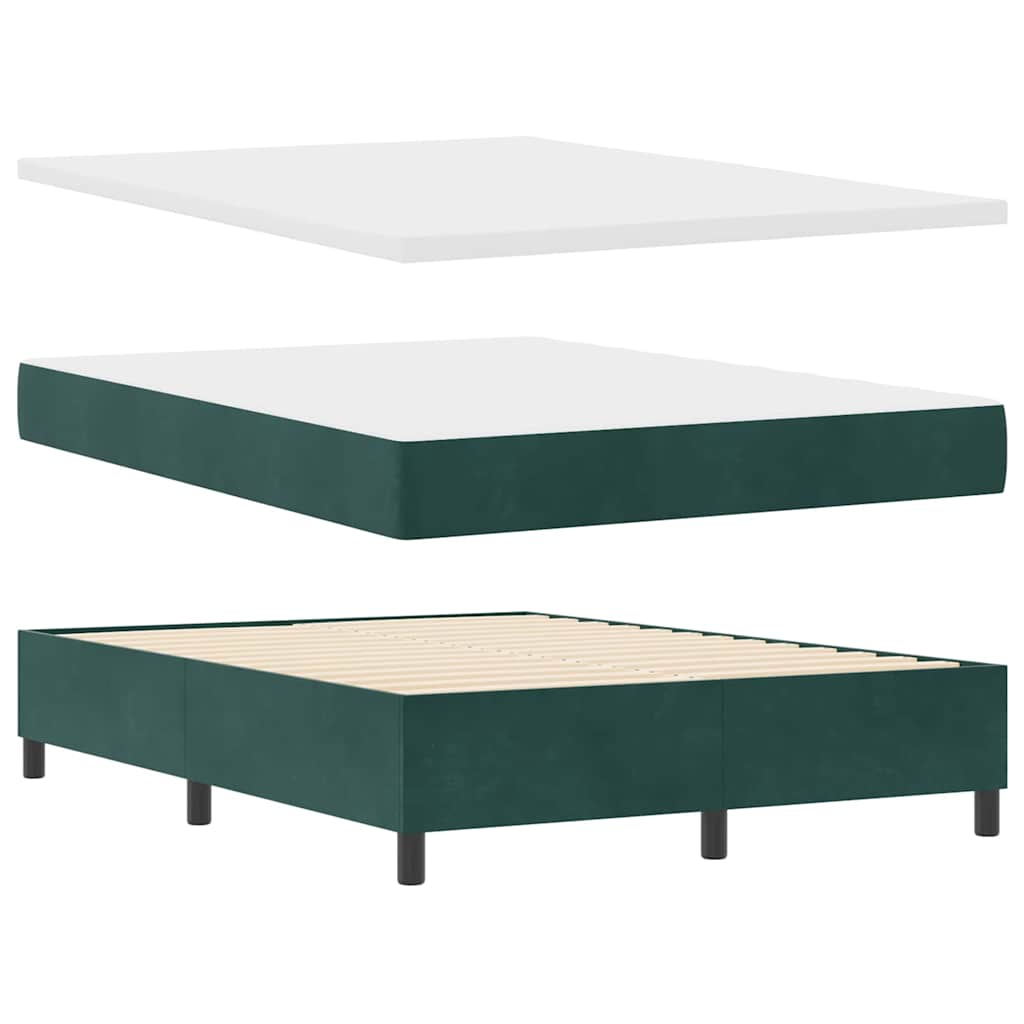 LED Box Spring Bed med hovedgærde Mørkegrøn 160 x 200 cm Fløjl