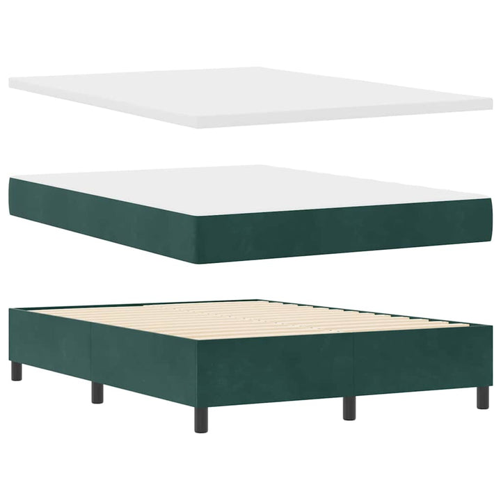 LED Box Spring Bed med hovedgærde Mørkegrøn 160 x 200 cm Fløjl