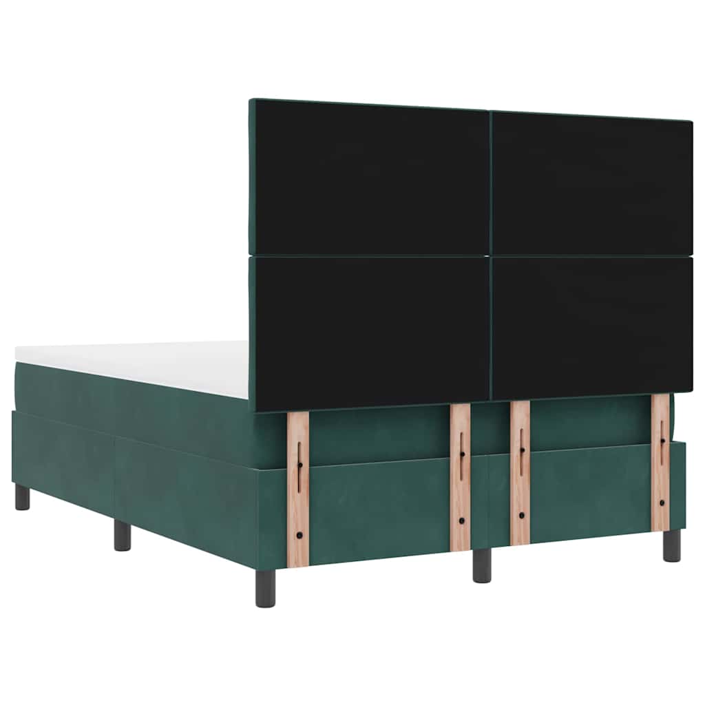 LED Box Spring Bed med hovedgærde Mørkegrøn 160 x 200 cm Fløjl
