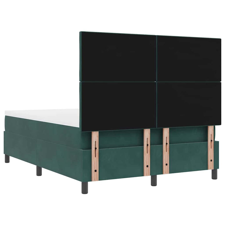 LED Box Spring Bed med hovedgærde Mørkegrøn 160 x 200 cm Fløjl