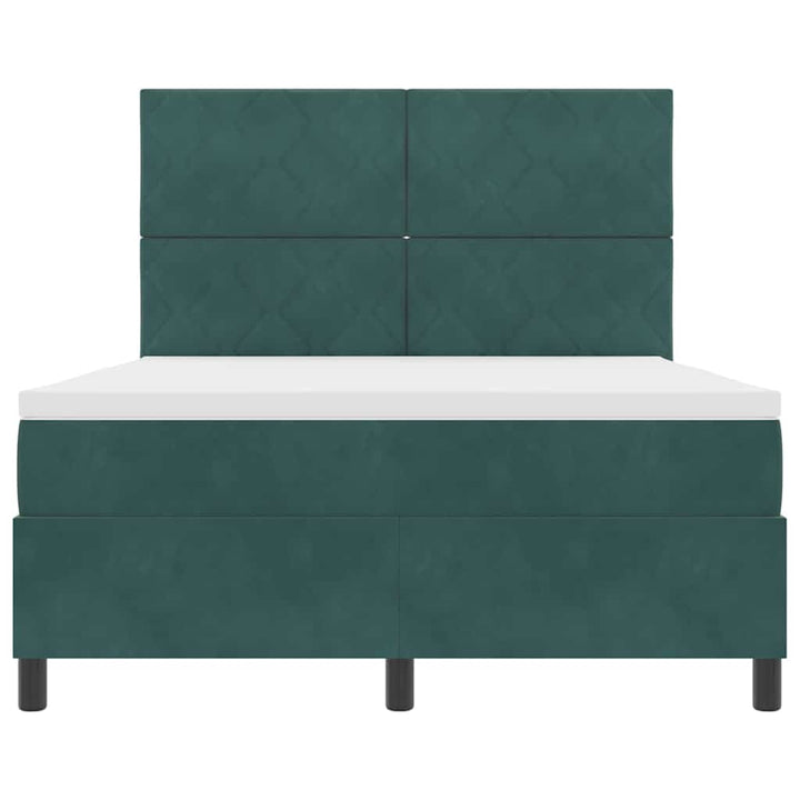 LED Box Spring Bed med hovedgærde Mørkegrøn 160 x 200 cm Fløjl
