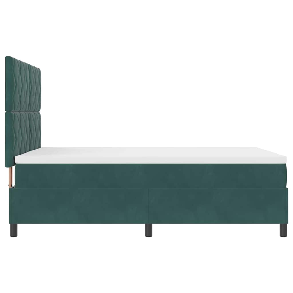 LED Box Spring Bed med hovedgærde Mørkegrøn 160 x 200 cm Fløjl