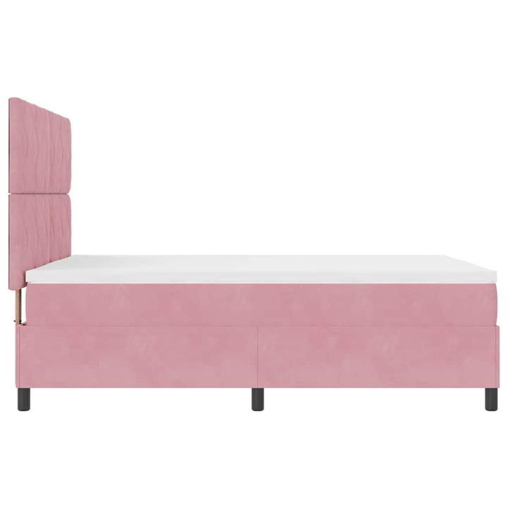 LED Box Spring Bed med hovedgærde Lyserød 160 x 200 cm Fløjl