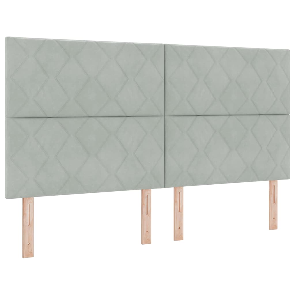 LED Box Spring Bed med hovedgærde Lysegrå 180 x 200 cm Fløjl