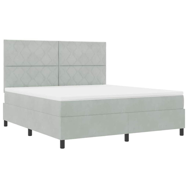 LED Box Spring Bed med hovedgærde Lysegrå 180 x 200 cm Fløjl