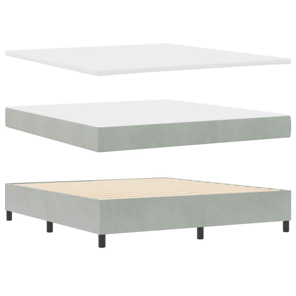 LED Box Spring Bed med hovedgærde Lysegrå 180 x 200 cm Fløjl
