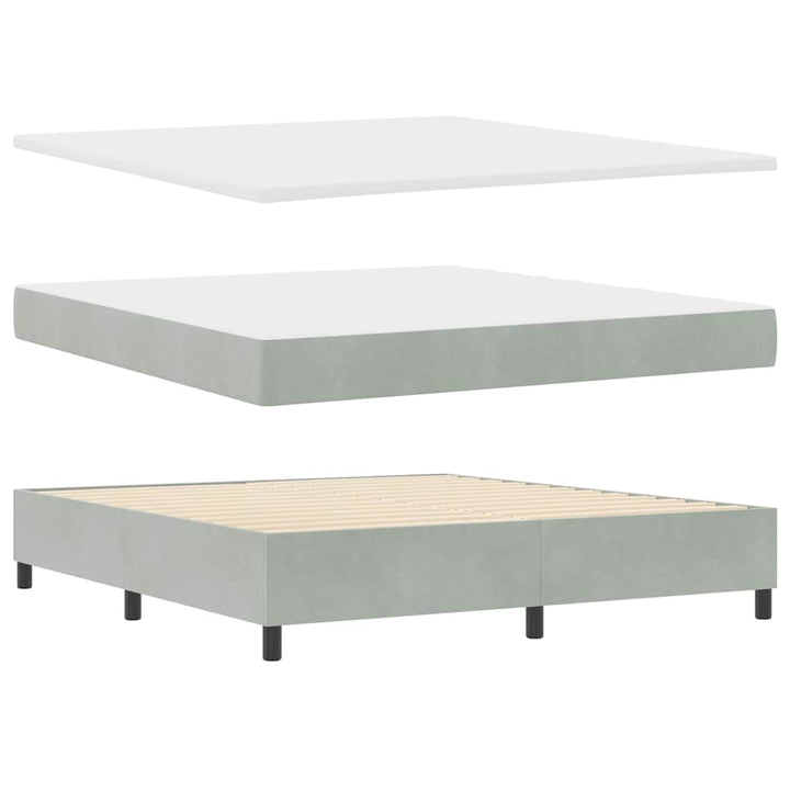LED Box Spring Bed med hovedgærde Lysegrå 180 x 200 cm Fløjl