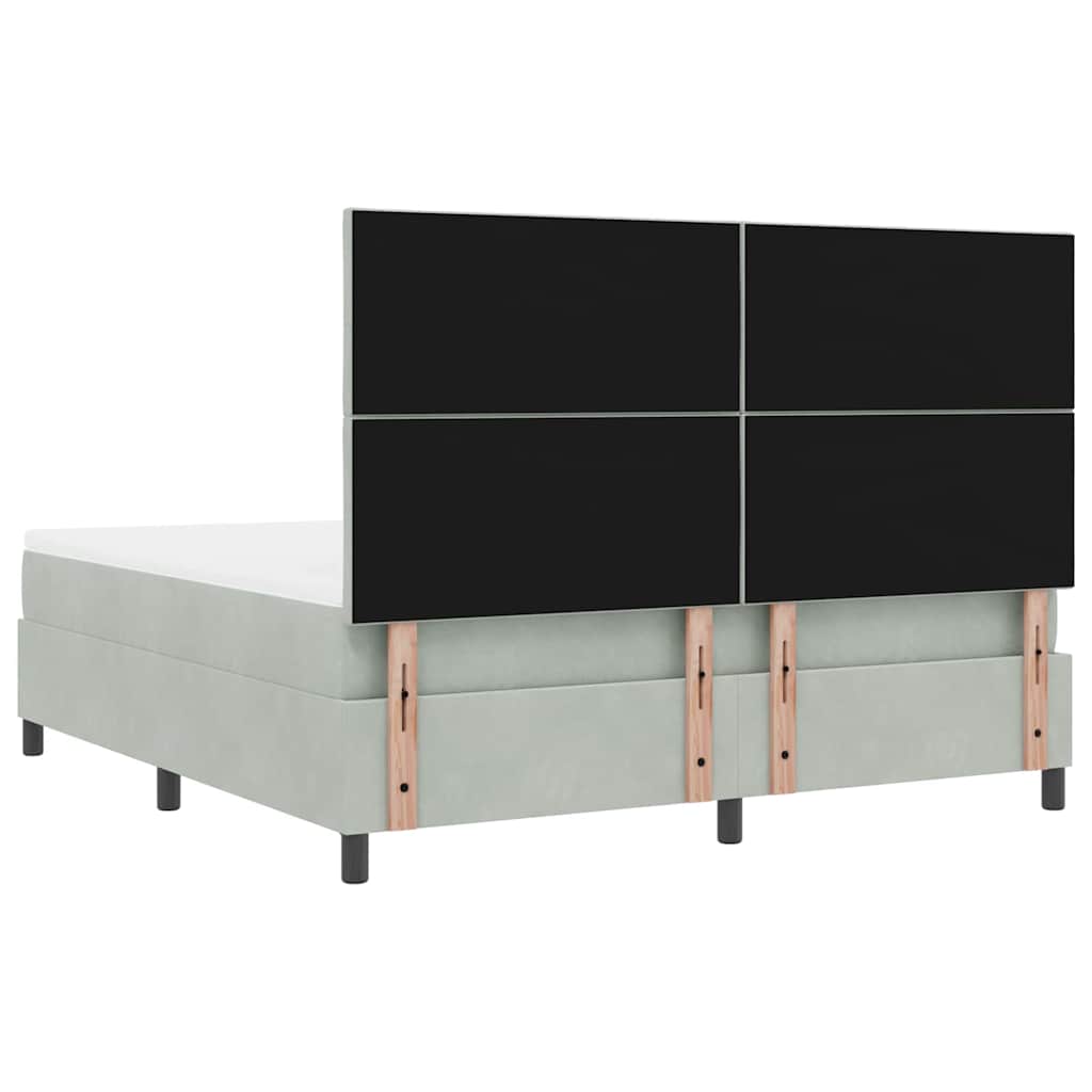 LED Box Spring Bed med hovedgærde Lysegrå 180 x 200 cm Fløjl