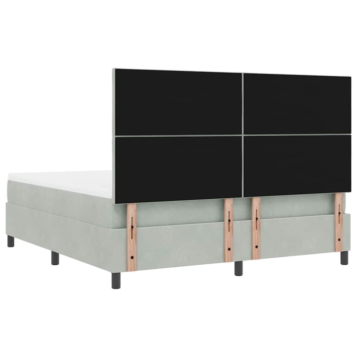 LED Box Spring Bed med hovedgærde Lysegrå 180 x 200 cm Fløjl