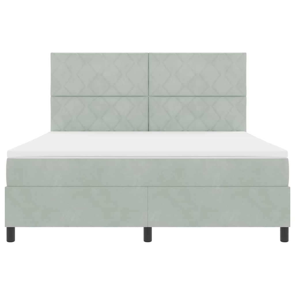 LED Box Spring Bed med hovedgærde Lysegrå 180 x 200 cm Fløjl