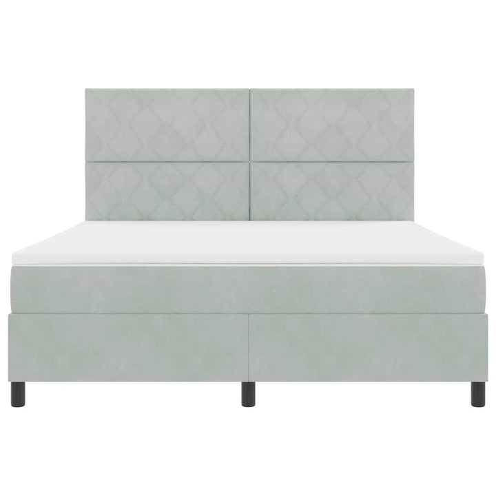 LED Box Spring Bed med hovedgærde Lysegrå 180 x 200 cm Fløjl