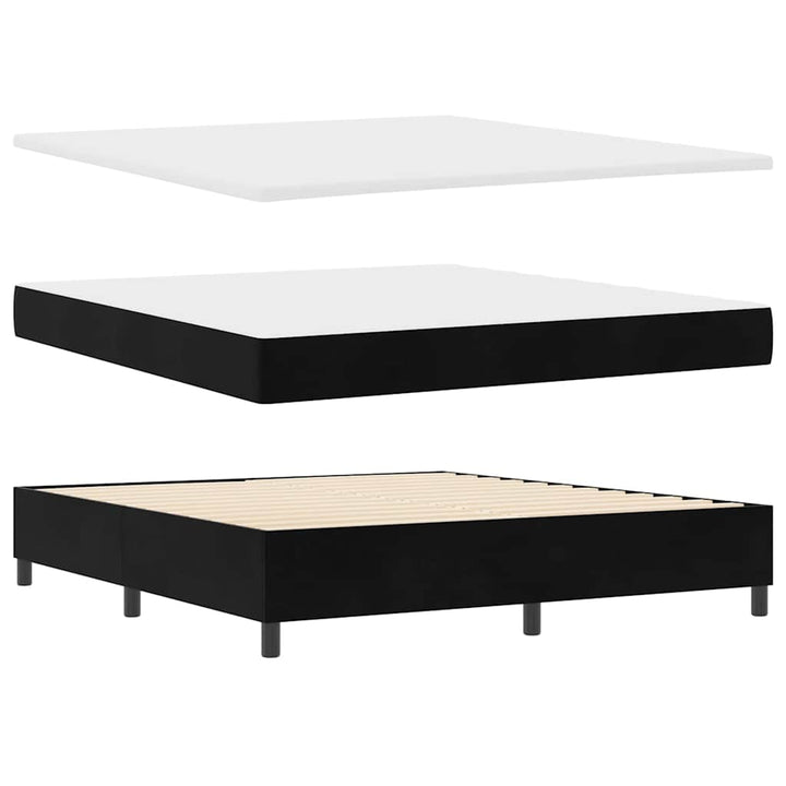 LED Box Spring Bed med hovedgærde Sort 180 x 200 cm Fløjl