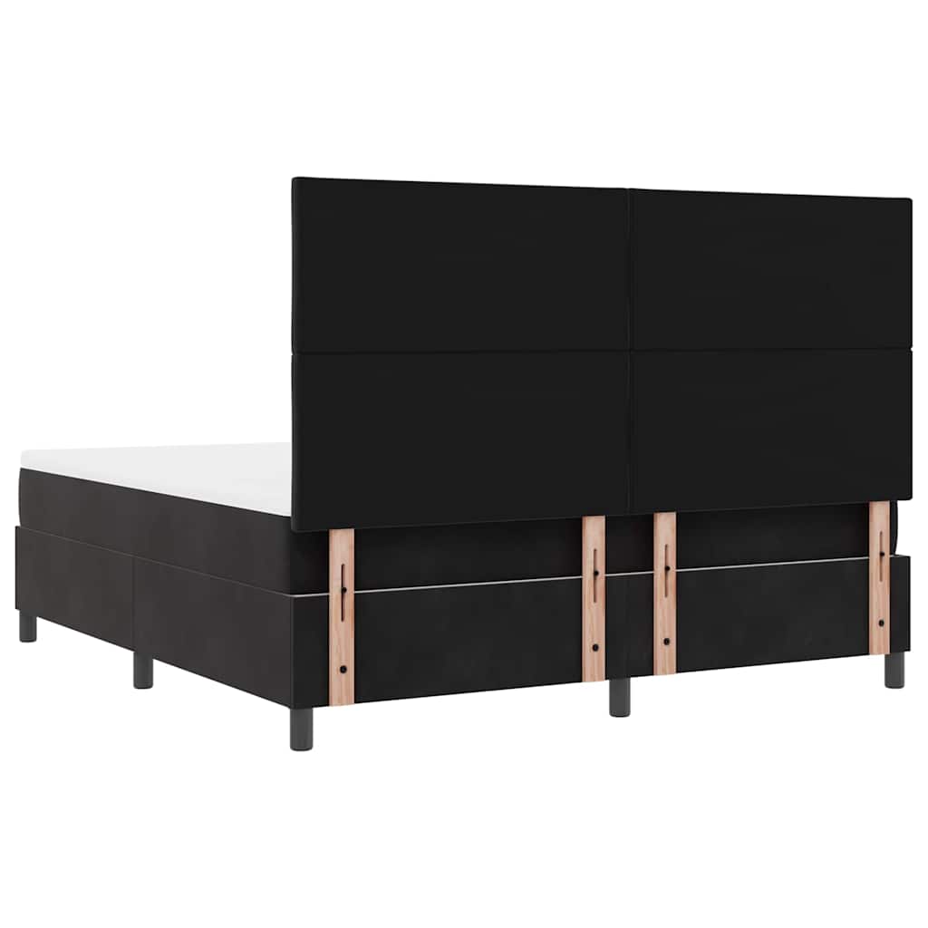 LED Box Spring Bed med hovedgærde Sort 180 x 200 cm Fløjl