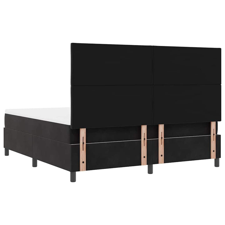 LED Box Spring Bed med hovedgærde Sort 180 x 200 cm Fløjl