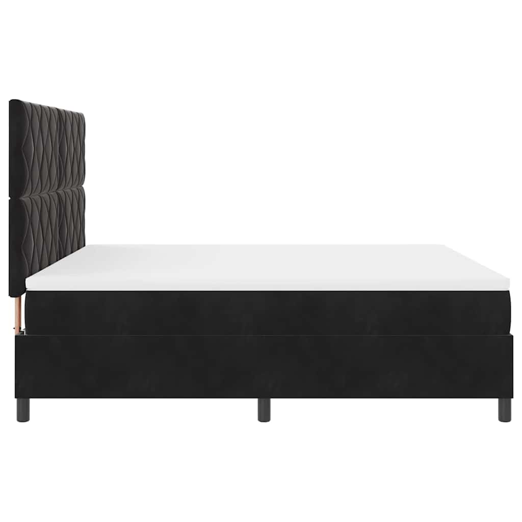 LED Box Spring Bed med hovedgærde Sort 180 x 200 cm Fløjl