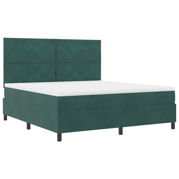 LED Box Spring Bed med hovedgærde Mørkegrøn 180 x 200 cm Fløjl