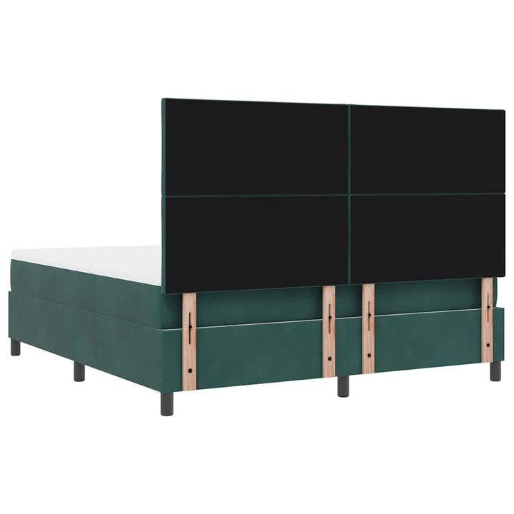 LED Box Spring Bed med hovedgærde Mørkegrøn 180 x 200 cm Fløjl