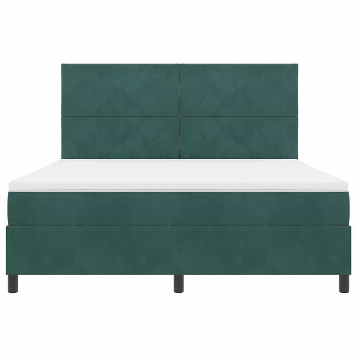 LED Box Spring Bed med hovedgærde Mørkegrøn 180 x 200 cm Fløjl