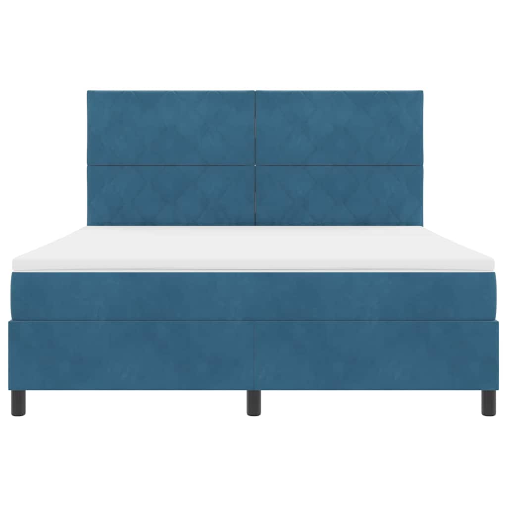 LED Box Spring Bed med hovedgærde Mørk blå 180 x 200 cm Fløjl