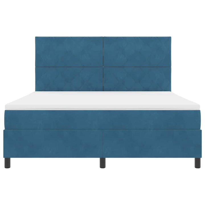 LED Box Spring Bed med hovedgærde Mørk blå 180 x 200 cm Fløjl