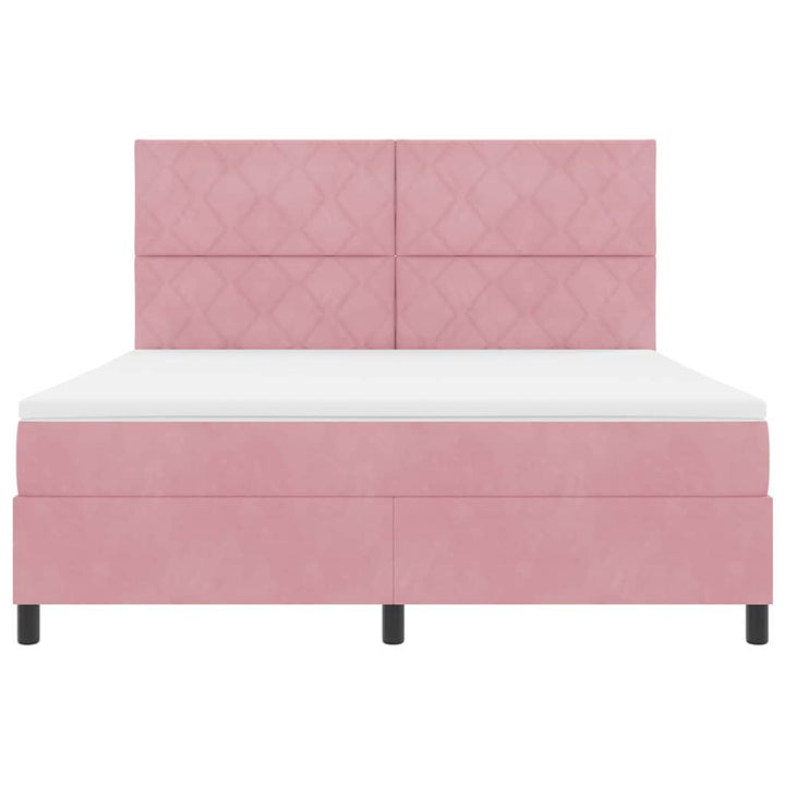 LED Box Spring Bed med hovedgærde Lyserød 180 x 200 cm Fløjl