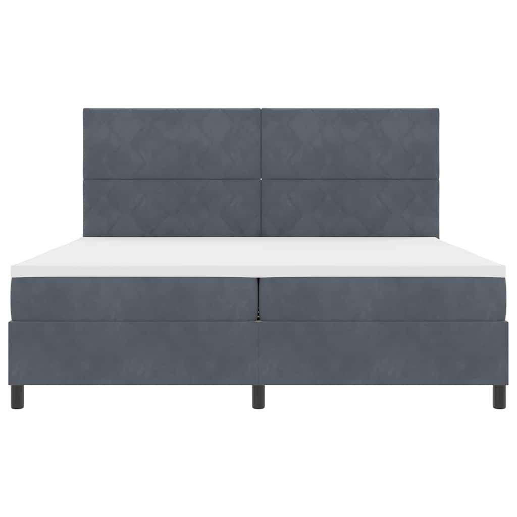 LED Box Spring Bed med hovedgærde Mørkegrå 200 x 200 cm Fløjl