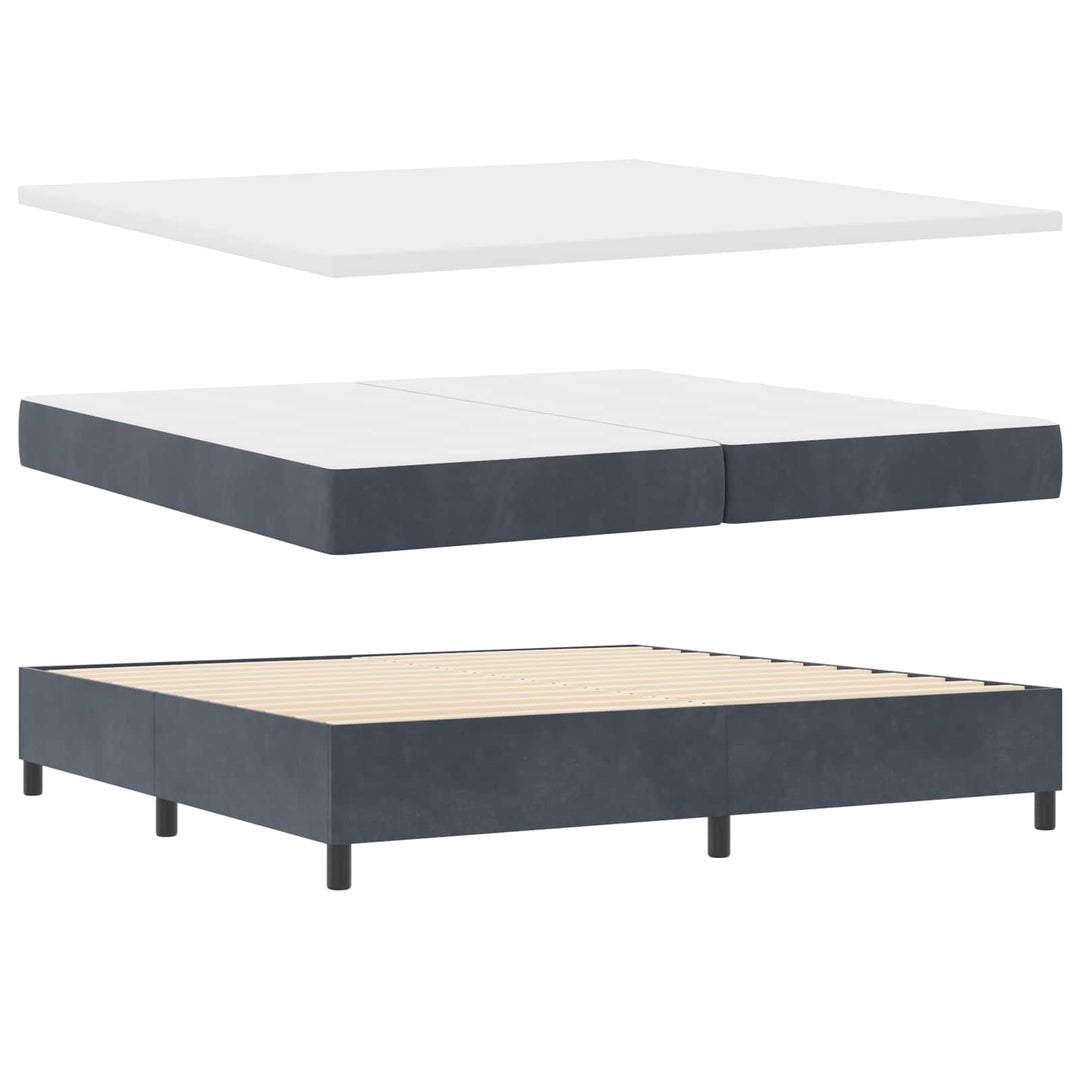 LED Box Spring Bed med hovedgærde Mørkegrå 200 x 200 cm Fløjl